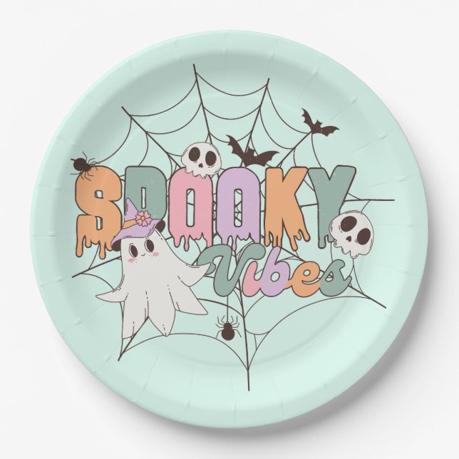 Spooky Vibes Halloween Paper Plate (Front)