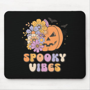 Spooky Vibes Halloween Pumpkin Costume Retro Groov Mouse Mat
