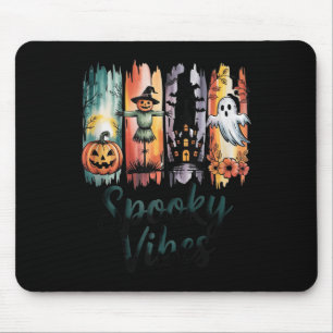 Spooky Vibes Halloween Pumpkin Ghost Bat Haunted H Mouse Mat