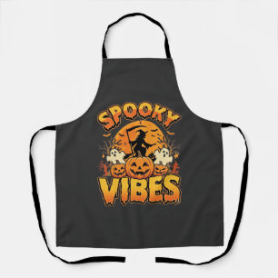 Spooky Vibes Halloween Pumpkin Witch Design_1 Apron
