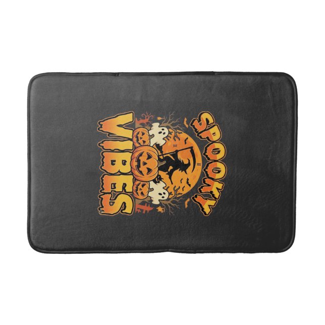 Spooky Vibes Halloween Pumpkin Witch Design_1 Bath Mat (Front)