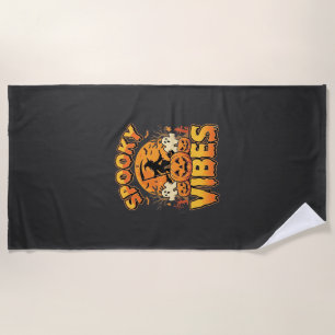 Spooky Vibes Halloween Pumpkin Witch Design_1 Beach Towel