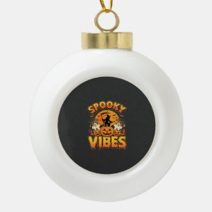 Spooky Vibes Halloween Pumpkin Witch Design_1 Ceramic Ball Christmas Ornament