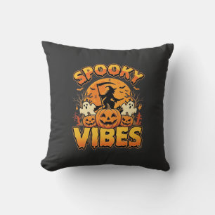Spooky Vibes Halloween Pumpkin Witch Design_1 Cushion