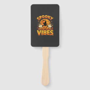 Spooky Vibes Halloween Pumpkin Witch Design_1 Hand Fan