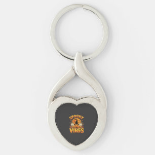 Spooky Vibes Halloween Pumpkin Witch Design_1 Key Ring
