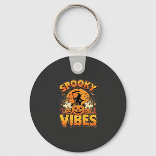 Spooky Vibes Halloween Pumpkin Witch Design_1 Key Ring
