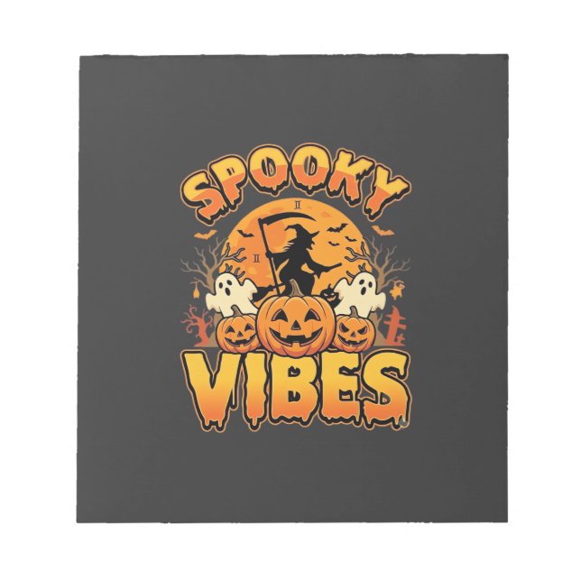 Spooky Vibes Halloween Pumpkin Witch Design_1 Notepad (Front)
