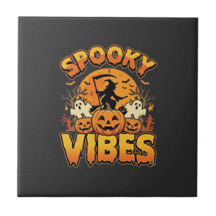 Spooky Vibes Halloween Pumpkin Witch Design_1 Tile