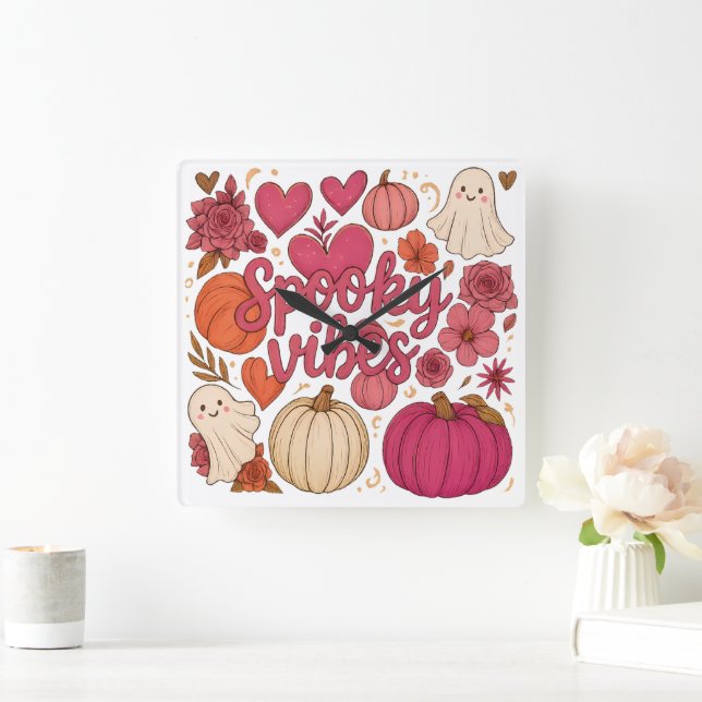 Spooky Vibes - Halloween  Square Wall Clock (Home)