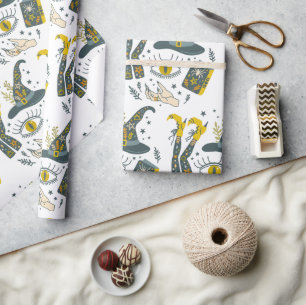 Spooky vibes Halloween symbols pattern Wrapping Paper