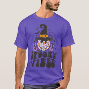 Spooky Vibes Happy Face Leopard Halloween Day Witc T-Shirt