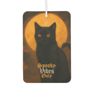 Spooky Vibes Only Halloween Black Cat Harvest Moon Car Air Freshener