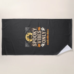 Spooky Vibes Only Halloween Ghost Castle Design_1 Beach Towel