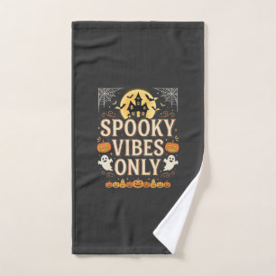 Spooky Vibes Only Halloween Ghost Castle Design_1 Hand Towel