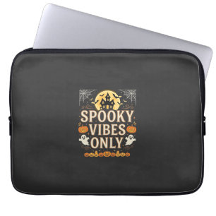 Spooky Vibes Only Halloween Ghost Castle Design_1 Laptop Sleeve