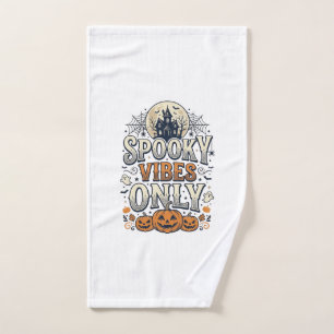 Spooky Vibes Only Halloween Ghost Pumpkin Design_1 Hand Towel