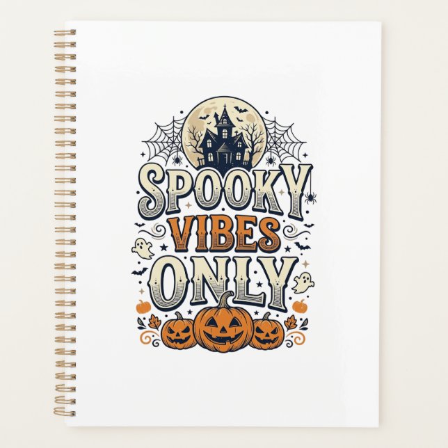 Spooky Vibes Only Halloween Ghost Pumpkin Design_1 Planner (Front)