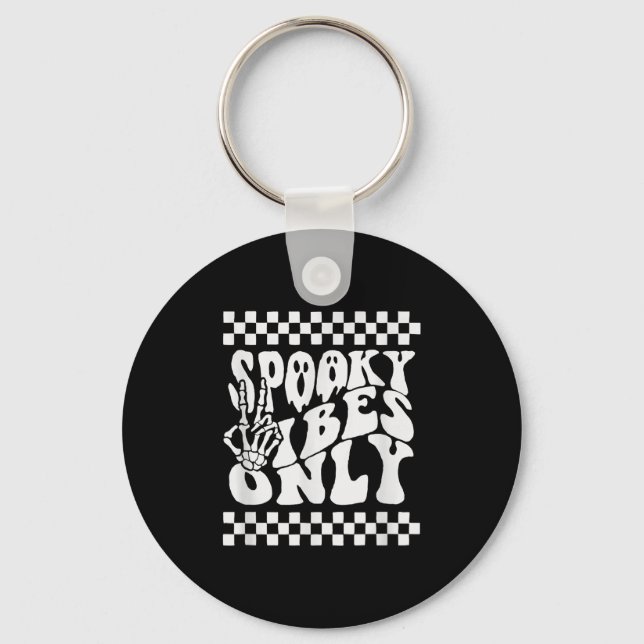 Spooky Vibes Only Halloween Retro Ghosts 80s Party Key Ring (Front)