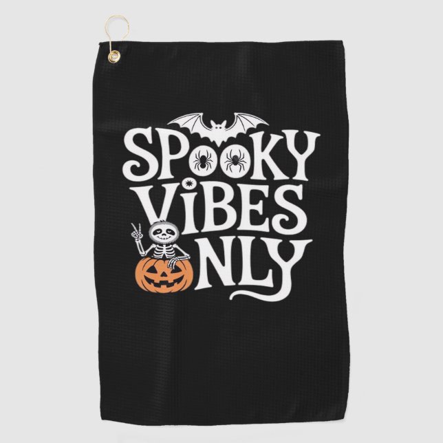 Spooky Vibes Only Halloween Sloth Oversized T-Shir Golf Towel (Front)