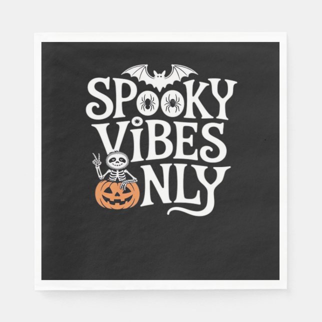 Spooky Vibes Only Halloween Sloth Oversized T-Shir Napkin (Front)