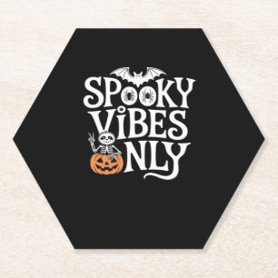 Spooky Vibes Only Halloween Sloth Oversized T-Shir Paper Coaster