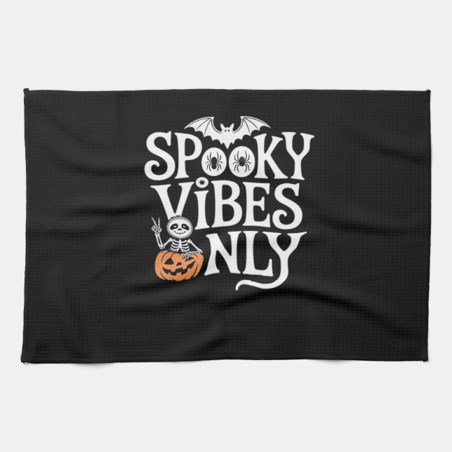 Spooky Vibes Only Halloween Sloth Oversized T-Shir Tea Towel (Horizontal)