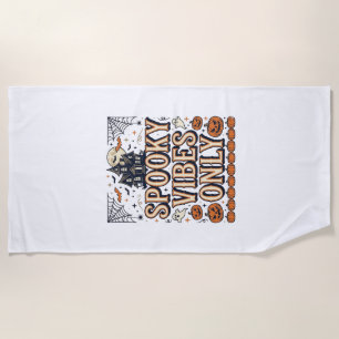 Spooky Vibes Only Vintage Halloween Shirt Design_1 Beach Towel