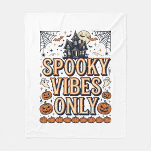 Spooky Vibes Only Vintage Halloween Shirt Design_1 Fleece Blanket