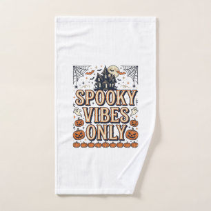 Spooky Vibes Only Vintage Halloween Shirt Design_1 Hand Towel