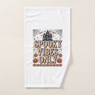 Spooky Vibes Only Vintage Halloween Shirt Design_1 Hand Towel