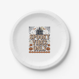 Spooky Vibes Only Vintage Halloween Shirt Design_1 Paper Plate