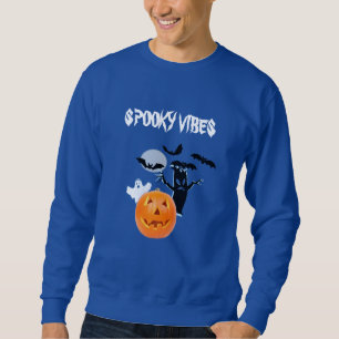 Spooky Vibes Pumpkin Ghost and Bats Sweatshirt