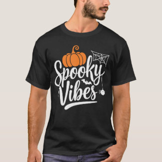 Spooky Vibes Pumpkin Spider Bat Halloween Cute Men T-Shirt
