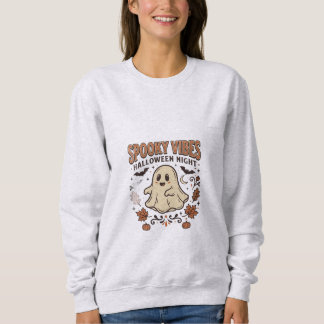 Spooky Vibes Retro Ghost Halloween Vintage Sweatshirt