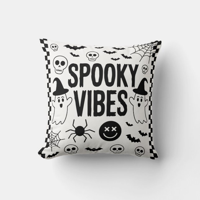 Spooky Vibes Retro Halloween Cushion (Front)