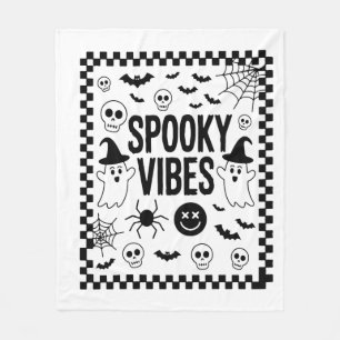 Spooky Vibes Retro Halloween Fleece Blanket