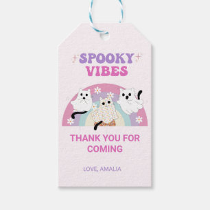 Spooky Vibes Retro Halloween Ghost Birthday Gift Tags