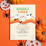 Spooky Vibes Retro Halloween Ghost Birthday Invitation<br><div class="desc">Get ready for a spine-tingling good time with our "Spooky Vibes Retro Halloween Cat Ghost Birthday Invitation." This unique and nostalgic design combines the best of Halloween and birthday celebrations. With its retro-inspired elements, including a mischievous black cat and friendly ghost, it's perfect for those who adore the spooky season....</div>