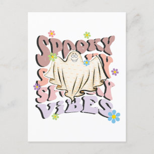 Spooky Vibes Retro Halloween Postcard