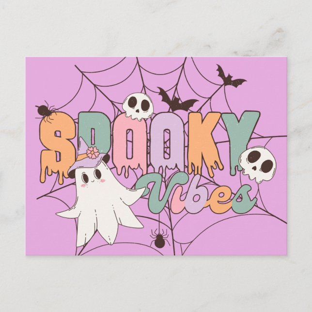 Spooky Vibes Retro Pastel  Postcard (Front)