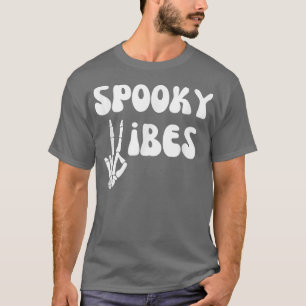 Spooky Vibes Skeleton Hand Halloween Retro 70s Vib T-Shirt