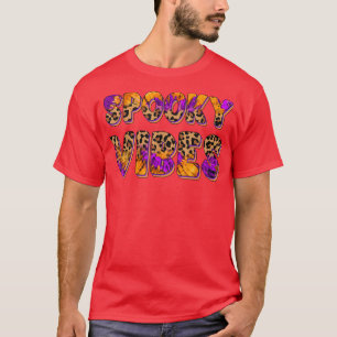 Spooky Vibes Tie Dye Leopard Halloween Costume Wom T-Shirt