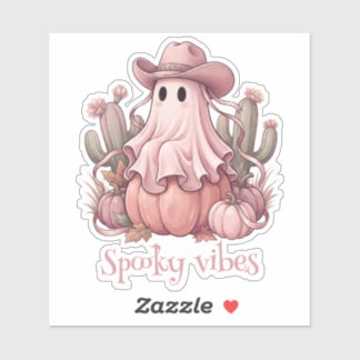 Spooky Vibes Western Desert Ghost & Pink Pumpkins