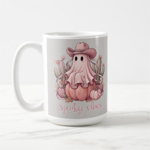 Spooky Vibes Western Desert Ghost & Pink Pumpkins Coffee Mug