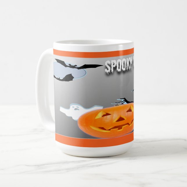 Spooky Vibes with Orange Border Coffee Mug (Front Left)