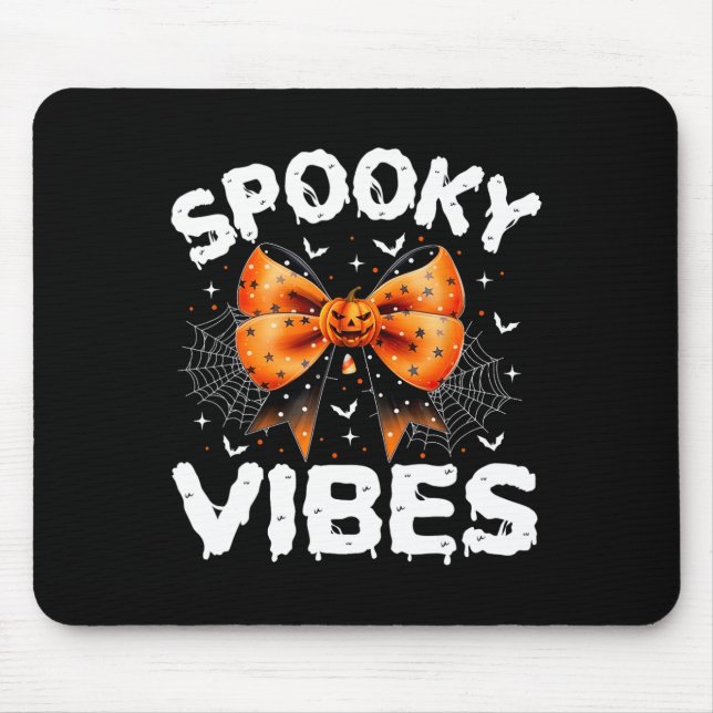 Spooky Vibes Women Girls Kids Cute Halloween Pumpk Mouse Mat (Front)
