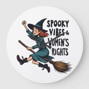 Spooky Vibes Women's Right Halloween Witch Large Clock