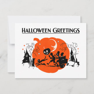 Spooky Vintage Art Deco Black Cat Halloween Parade