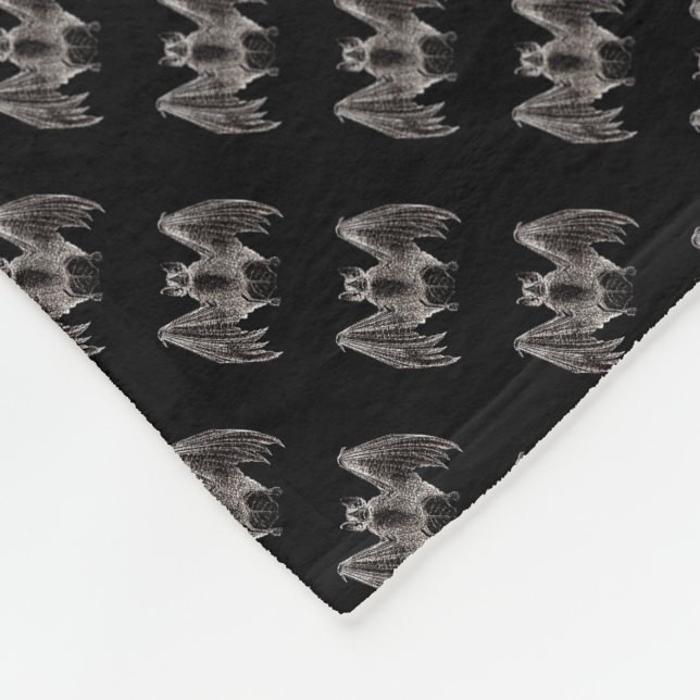 Spooky Vintage Bats Gothic Punk Fleece Blanket (Corner)
